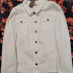 NWT J.Jill white jean jacket XL